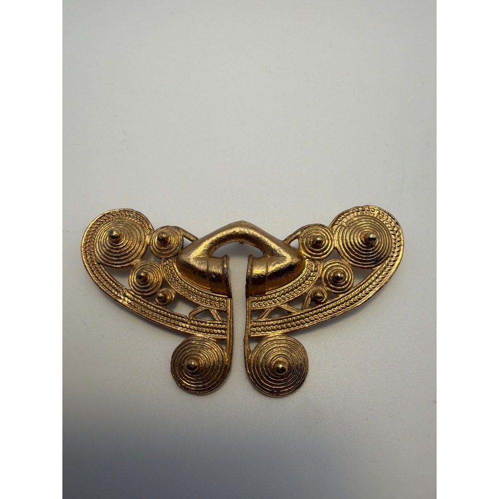 Vintage 18k Gold Overlay Pre-Columbian Style Butterfly Wing Pendant Statement